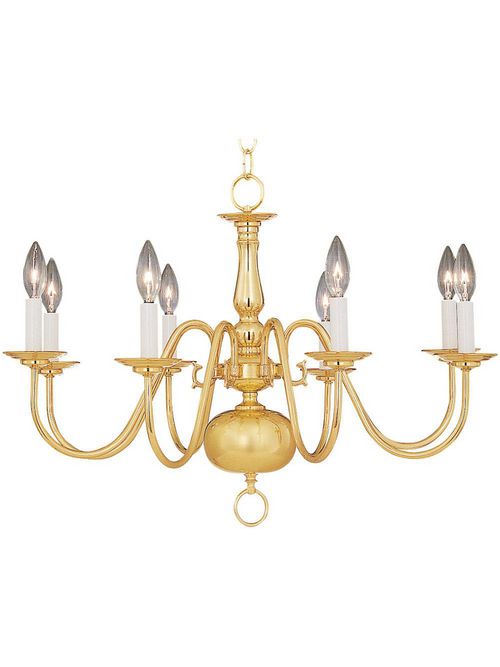 Product image for Maxim Lighting 7101PB Builder Basics 8-Light Polished Brass Chandelier