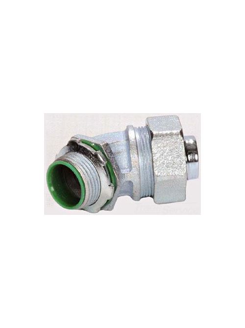 Product image for Steel Electric Products Co. SLT65-45T 2-1/2 Inch Zinc Plated Steel 45 Degrees Liquidtight Flexible Conduit Connector