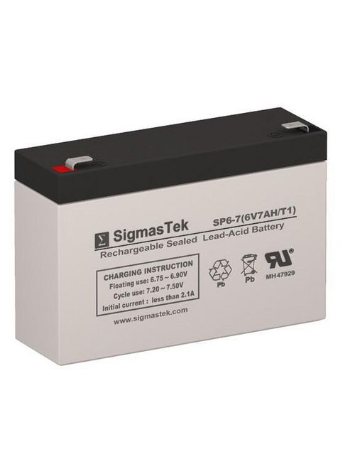 Product image for Bridgeview Power SP6-7-T1 5.95 x 1.34 x 3.7 Inch 6 Volt 7 Ah Emergency Battery