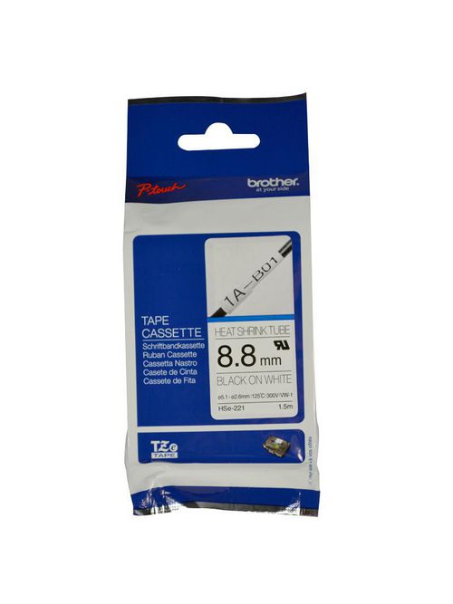 Product image for BROTHER HSe221 HEAT SHRINK WIRE LABEL .34-X-4.9FT BLACK ON WHITE