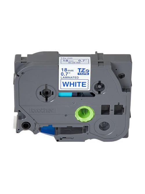 Product image for BROTHER TZE243 0.7 IN X 26.2 FT (18MM X 8M) BLUE INK ON WHITE LABEL