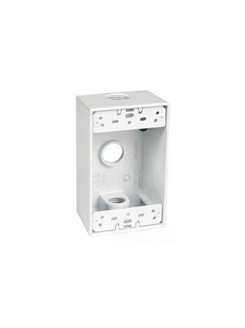 Product image for TayMac Corp SB350WH 1-Gang 3-Hole White Die-Cast Metal Powder Coated Rectangular Outlet Box