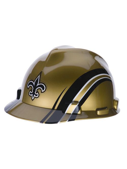 Product image for MSA Safety 10098083 HDPE Shell New Orleans Saints Side Line Standard Slotted Protective Cap with 1-Touch Suspension