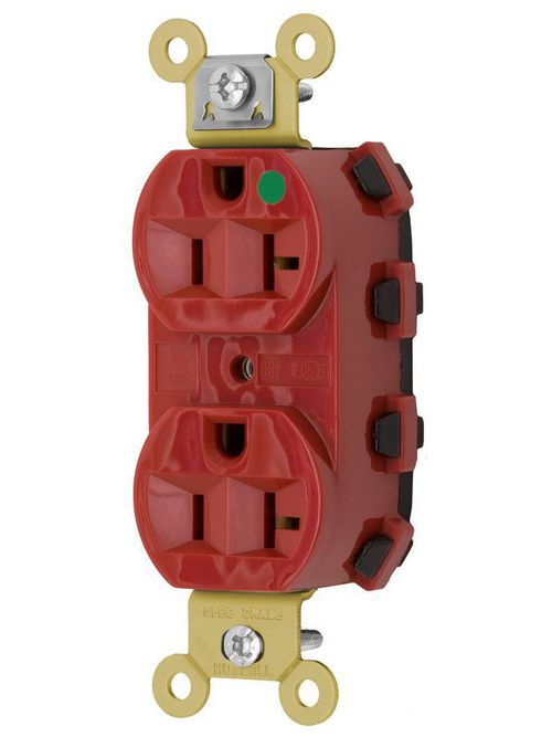 Hubbell Wiring Devices SNAP8300R SNAPConnect 125 Volt 20 Amp Red Hospital Grade Receptacle Hubbell Wiring Devices SNAP8300R SNAPConnect 125 Volt 20 Amp Red Hospital Grade Receptacle