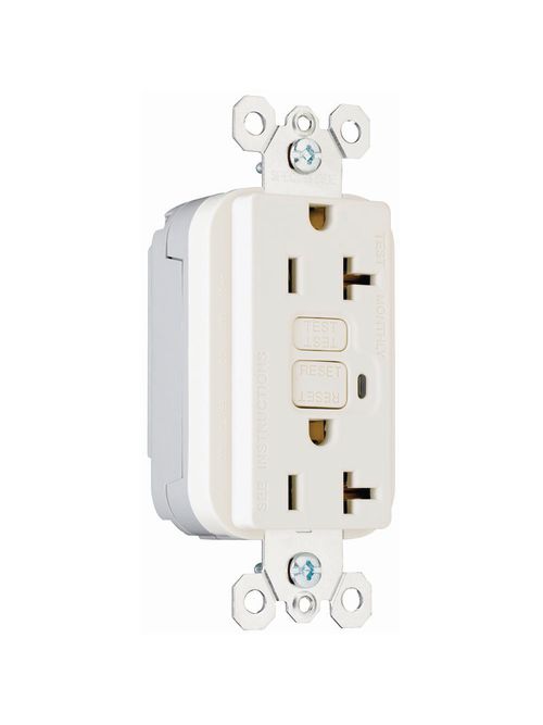 Product image for Pass & Seymour PT2095-LA 20 Amp 125 VAC 2-Pole 3-Wire NEMA 5-20R Light Almond Thermoplastic Duplex GFCI Receptacle