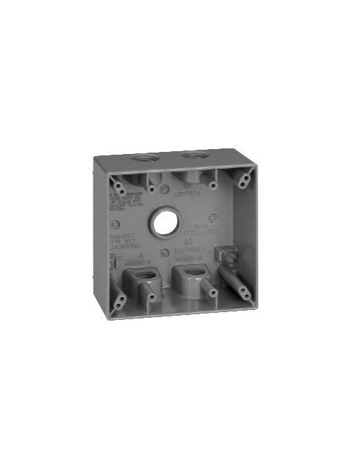 Crouse-Hinds Series TP7134 2-5/8 Inch Gray Die-Cast Aluminum 2-Gang Weatherproof Outlet Box Crouse-Hinds Series TP7134 2-5/8 Inch Gray Die-Cast Aluminum 2-Gang Weatherproof Outlet Box