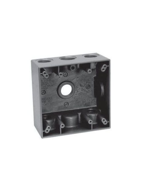 Crouse-Hinds Series TP7102 2-Gang 30.5 Cubic Inch 2 Inch Deep 5 - 1/2 Inch Outlet Holes 10/Box Gray Weatherproof Outlet Box Crouse-Hinds Series TP7102 2-Gang 30.5 Cubic Inch 2 Inch Deep 5 - 1/2 Inch Outlet Holes 10/Box Gray Weatherproof Outlet Box