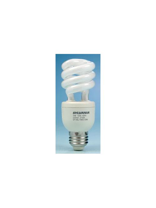 Product image for Sylvania Dulux 29969 14 W 82 CRI 2700 K 800 lm Medium Base Twist Dimmable Electronic Compact Fluorescent Lamp