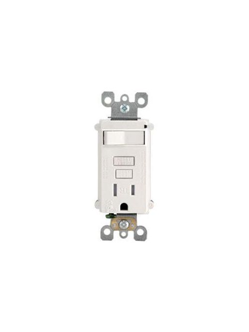 Product image for Leviton T7299-W 125 Volt 15 Amp 2-Pole 3-Wire NEMA 5-15R 1 Hp White Polycarbonate Grounding Combination GFCI Receptacle