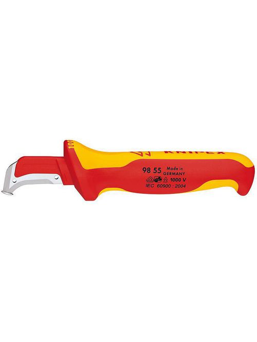 Product image for Knipex 98-55-SB 7-1/4" Dismantling Knife, 1000V, Insulated Multi-Component Handle, VDE-Tested
