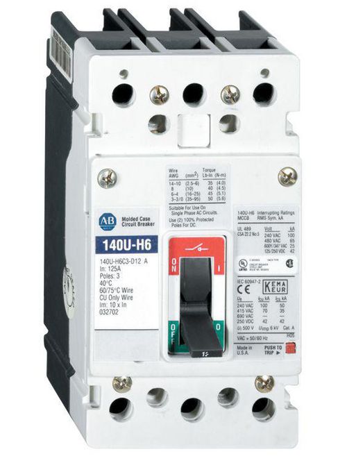 Product image for A-B 140UE-H1C3-D10 IEC 100 A Molded CIRCUIT BREAKER