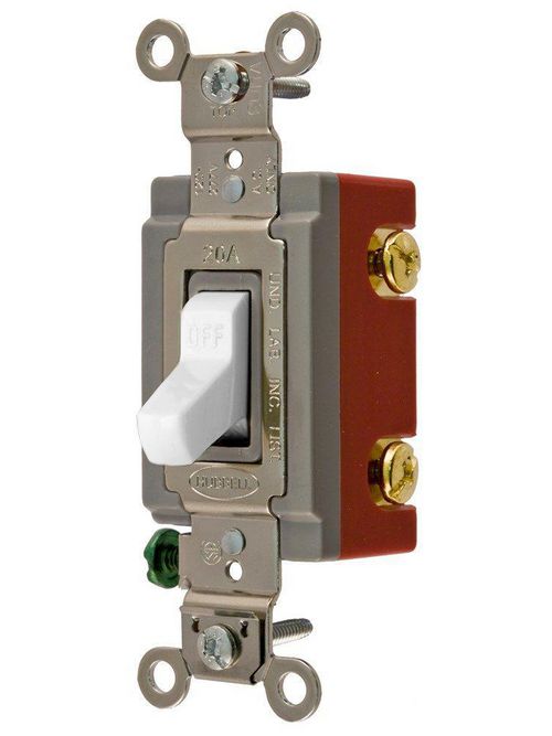 Product image for Hubbell CS1221WU USA 120/277 Volt 20 Amp 1-Pole White Construction Grade Toggle Switch