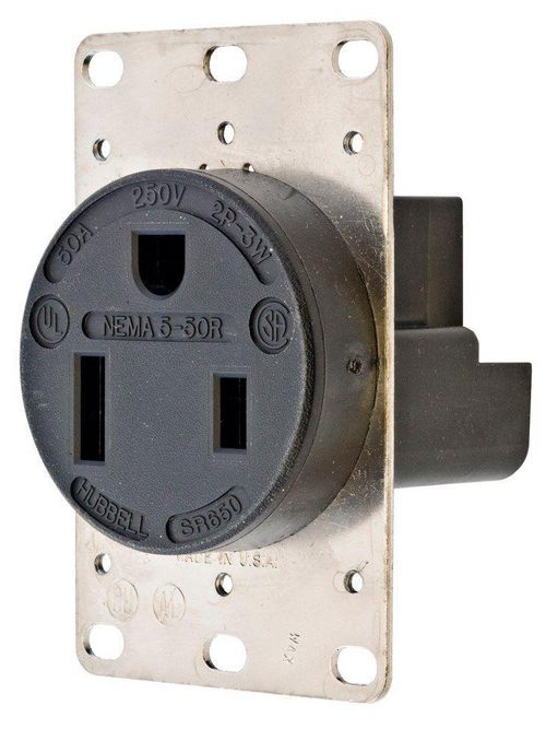 Product image for Hubbell SR650 BRN 50A 250V NM SGL Receptacle