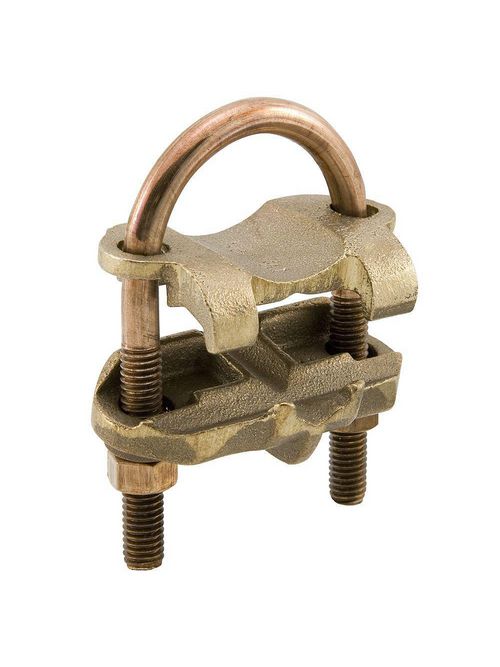 Product image for ILSCO GUB-21 2/0 AWG to 250 MCM 3 Inch Pipe Bronze Plated Copper Alloy U-Bolt Ground Clamp