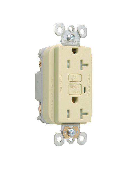 Product image for Pass & Seymour 2095-TRSI 20 Amp 125 VAC 2-Pole 3-Wire NEMA 5-20R Ivory Thermoplastic Duplex Decorator GFCI Receptacle