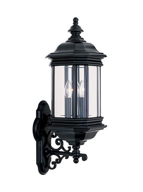 Product image for Sea Gull Lighting 8839-12 3-Lamp 60 W 120 Volt Black Candelabra Torpedo Wall Mount Light Fixture