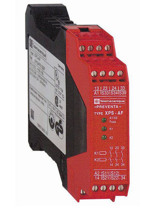 Product image for Square D XPSAF5130P 24 VDC 3NO 3-LED Display Safety Relay Module