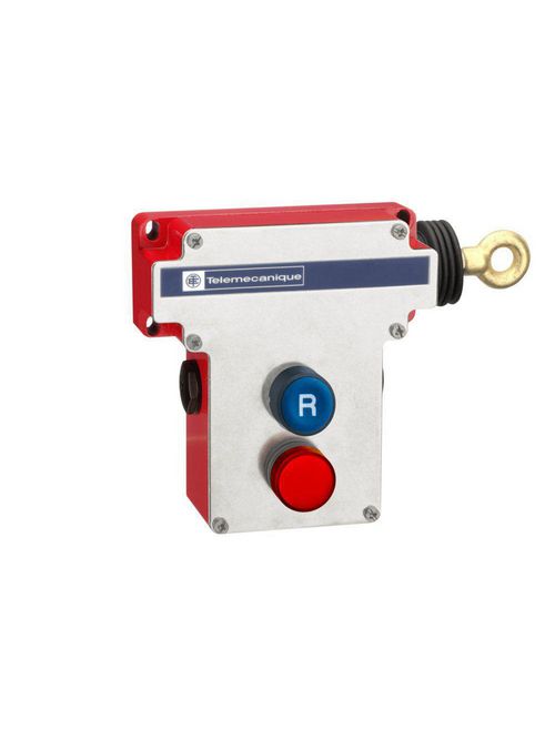 Product image for TES XY2CE1A196H7 Latching emergency stop rope pull switch, TES rope pull switches XY2C, cable 300 VAC 10amp XY2CE+options