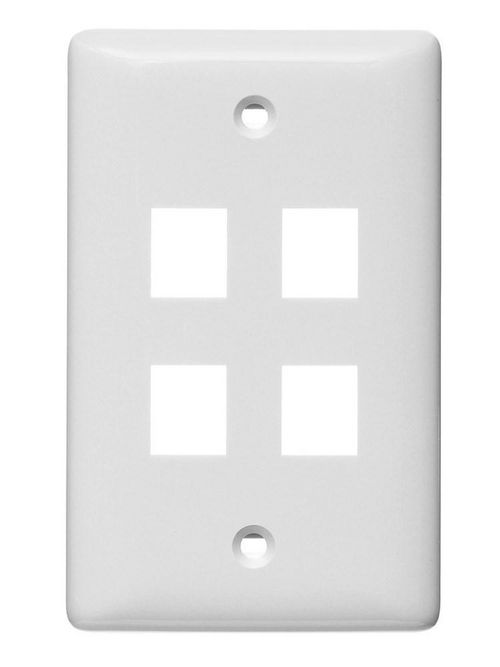 Hubbell Wiring Devices NSP104W 4-Port White Label-Less Mid-Size Wall Plate Hubbell Wiring Devices NSP104W 4-Port White Label-Less Mid-Size Wall Plate