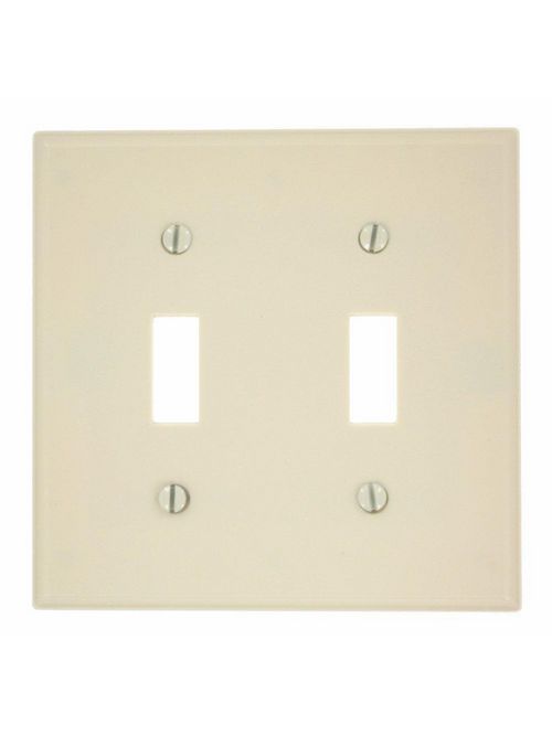 Product image for Mulberry 43072 2-Gang Almond Wrinkle Steel 2-Toggle Switch Wallplate