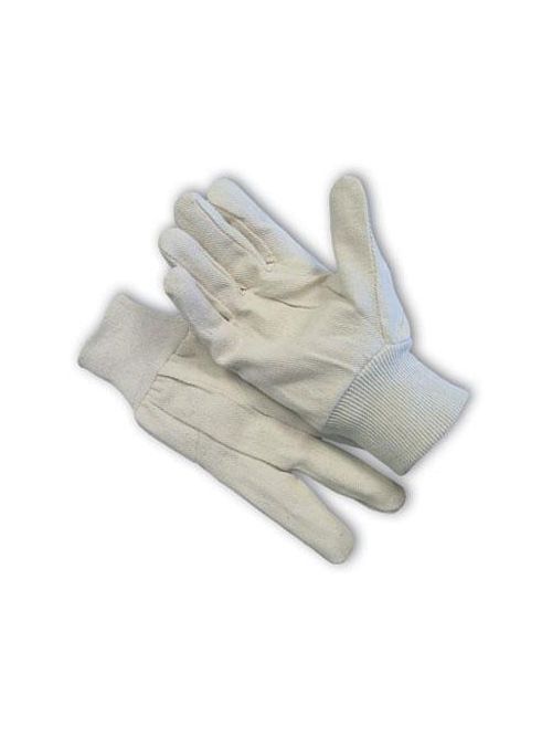 Product image for PIP 90-909I Natural Canvas Fabric Single Palm Wing Thumb Clute Pattern Knit Wrist Cuff Men Protective Gloves