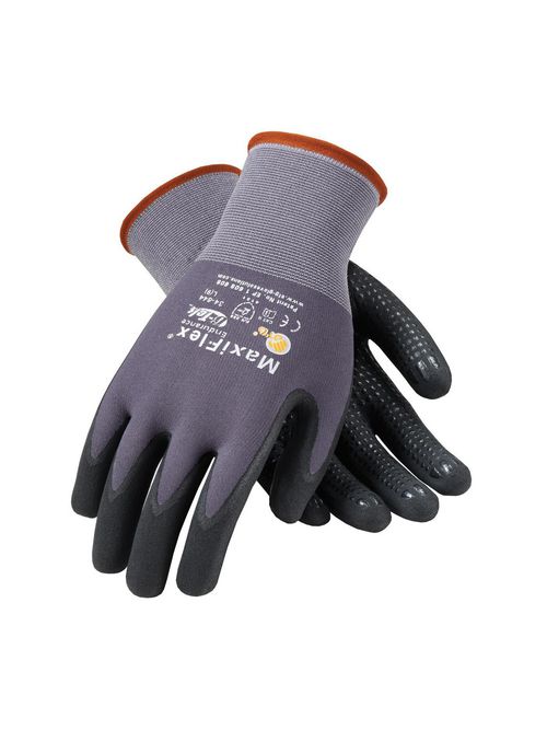 Product image for PIP 34-844/XL Extra Large Black Nitrile Micro Foam Palm and Fingertip Coated Knit Protective Gloves