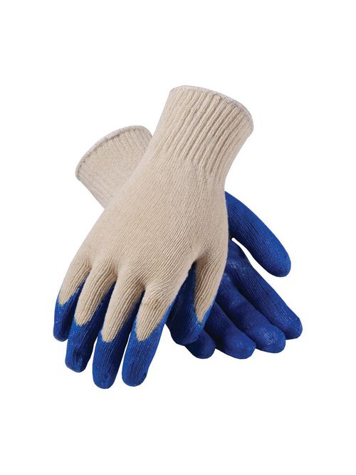 Product image for PIP 39-C122/L Large Blue Latex Smooth Palm and Fingertip Coated Knit Protective Gloves