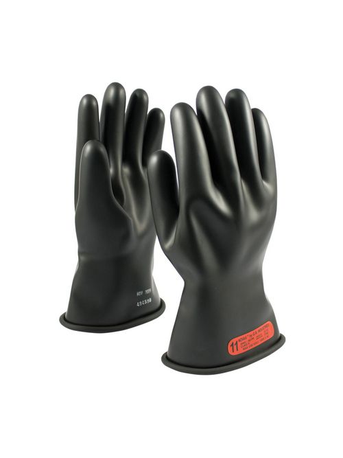 Product image for PIP 150-0-11/11 NOVAX® Rubber Electrical Insulating Gloves, Class 0, 11", Straight Cuff, Black - Size 11
