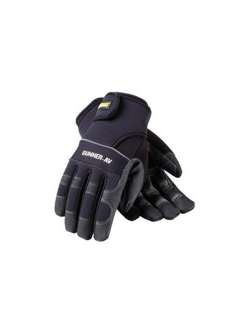 Product image for PIP 120-4400/M Medium Black/Gray PVC Sandy Grip Neoprene/Nylon Back Slip-On Cuff Protective Gloves
