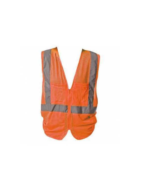 Orange Hi-Vis Orange M PIP Protective Industrial Products 302-MVGZ4POR-M PIP 302-MVGZ4POR-M Zipper Safety Vest