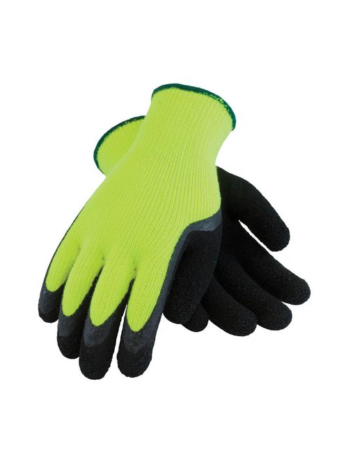 Product image for PIP 411420XL Extra Large Black Latex Foam Crinkle Palm and Fingertip Coated Knit Cold Protective Gloves