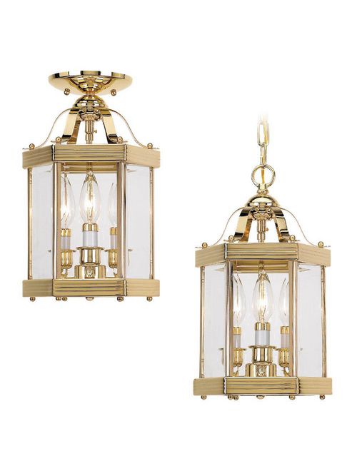 Product image for Sea Gull Lighting 5213-02 3-Lamp 40 W 120 Volt Polished Brass Candelabra Torpedo Hall/Foyer Light Fixture