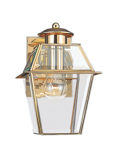 Product image for Sea Gull Lighting 8056-02 1-Lamp 100 W 120 Volt Polished Brass Medium A19 Wall Lantern