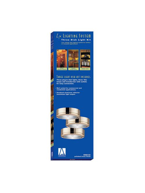 Product image for Sea Gull Lighting 9889-02 3-Lamp 18 W 12 Volt Polished Brass T5 Disk Lighting System