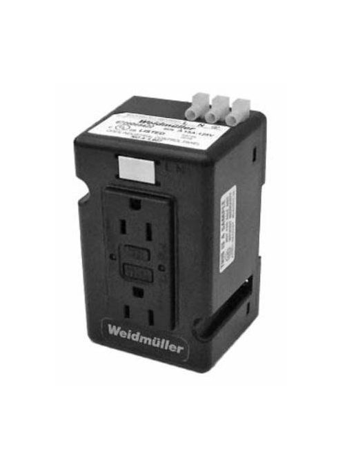 Product image for Weidmuller 6720005423 125 VAC 20 Amp Din Rail Mount GFCI Receptacle