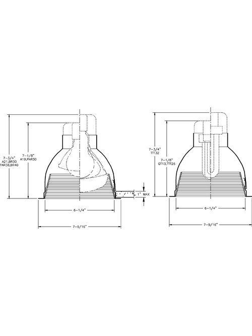 Product image for Philips Lighting 1102F1 6.75 Inch 13 W 120 Volt Galvanized Steel Quad Tube Fluorescent Recessed Downlight Frame-In Kit