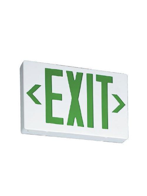 Product image for Lithonia Lighting QMSW3G120277EL 120/277 Volt White Green Letter Thermoplastic Exit Sign