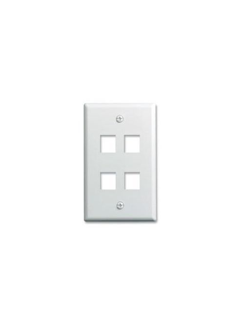 Product image for Pass & Seymour F3404LA 4-Gang 4-Port Light Almond Smooth Polished Keystone Wallplate