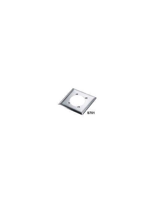 Product image for Hubbell Wiring Devices S701 2-Gang Stainless Steel 1 Single Receptacle Screw Mount Wallplate