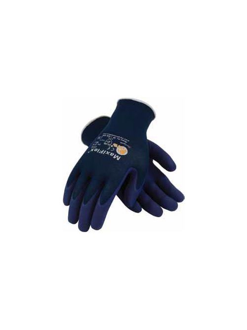 Product image for PIP 34-274/L Large Blue Nitrile Micro Foam Palm and Fingertip Coated Knit Protective Gloves