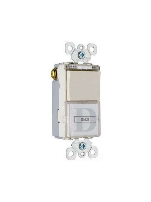 Product image for Pass & Seymour TM81-PLLACC 15 Amp 120/125 VAC 1-Pole Light Almond Decorator Combination Switch