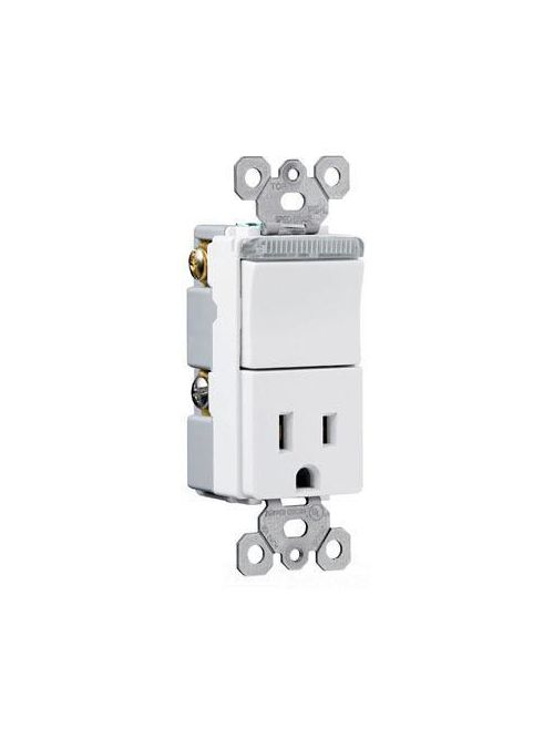 Product image for Pass & Seymour TM818-PLICC 15 Amp 120/125 VAC 1-Pole NEMA 5-15R Ivory Decorator Combination Switch/Receptacle