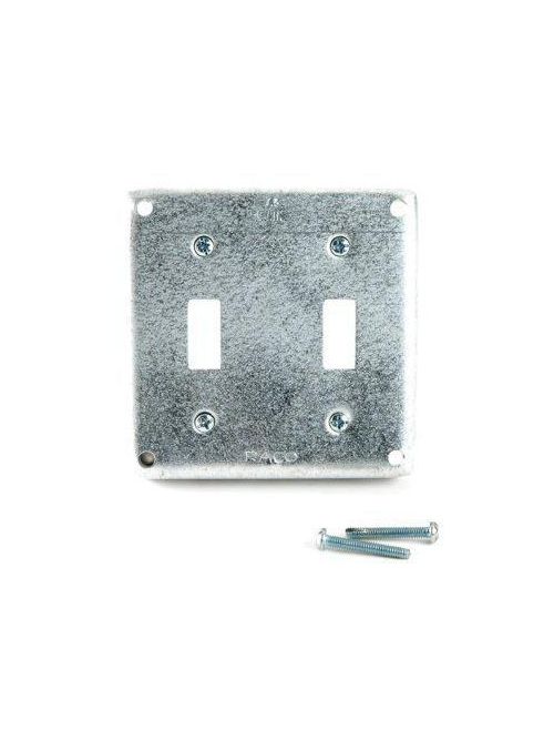 Product image for RACO 803 4 Inch 1/2 Inch Raised 7.3 In. Pre-Galvanized Steel Toggle Switch Crushed Corner Square Box Exposed Work Cover