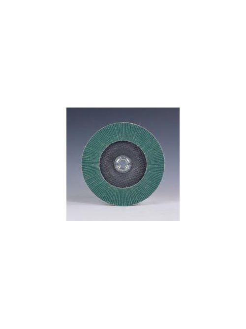 Product image for 3M 30954 577F T27 4-1/2 x 5/8-11 Inch 80 Grade Green Polyester Cloth Backing Alumina Zirconia Mineral Flap Disc (7010290213)