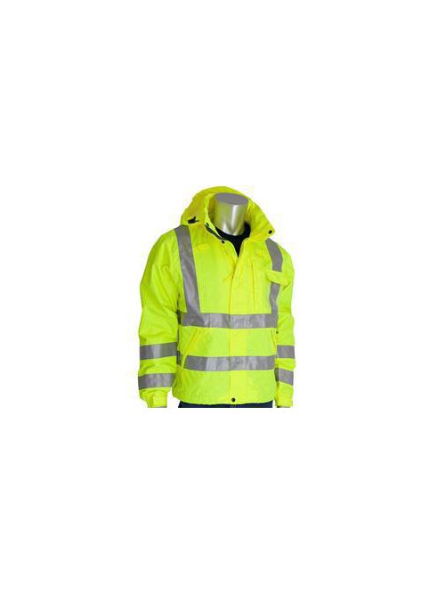Product image for PIP 353-2000-LY/3X Class 3 Yellow/Lime Heavy Duty Waterproof Breathable Rain Jacket