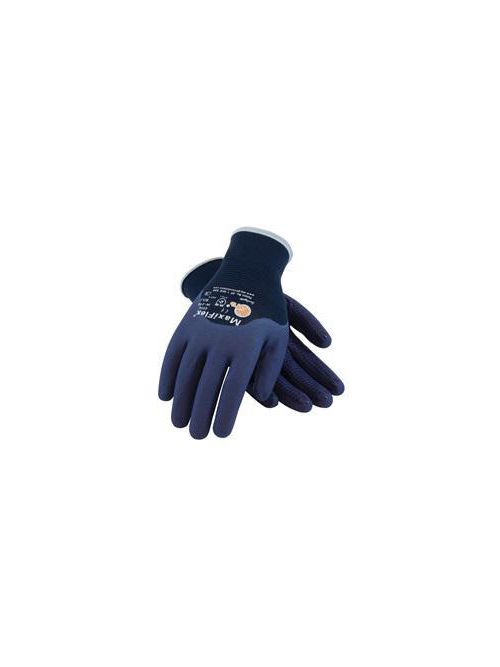 Product image for PIP 34-245/M Medium Blue Nitrile Micro Foam Palm Full Finger and Knuckle Knit Protective Gloves