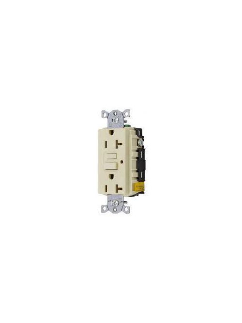 Product image for Hubbell Wiring Devices GFR5252IL 15 Amp 125 Volt 2-Pole 3-Wire NEMA 5-15R Ivory Duplex GFCI Receptacle with LED Indicator