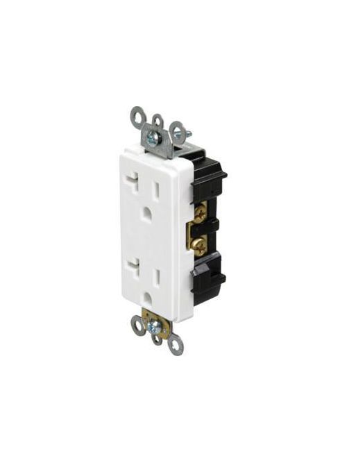 Product image for Hubbell Wiring Devices GFR5252WA 15 Amp 125 Volt 2-Pole 3-Wire NEMA 5-15R White Duplex GFCI Receptacle