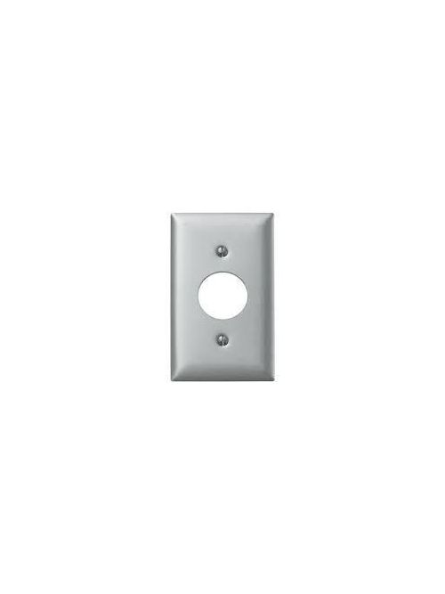 Product image for Hubbell Wiring Devices S7 1-Gang Satin 302/304 Stainless Steel Receptacle Wallplate