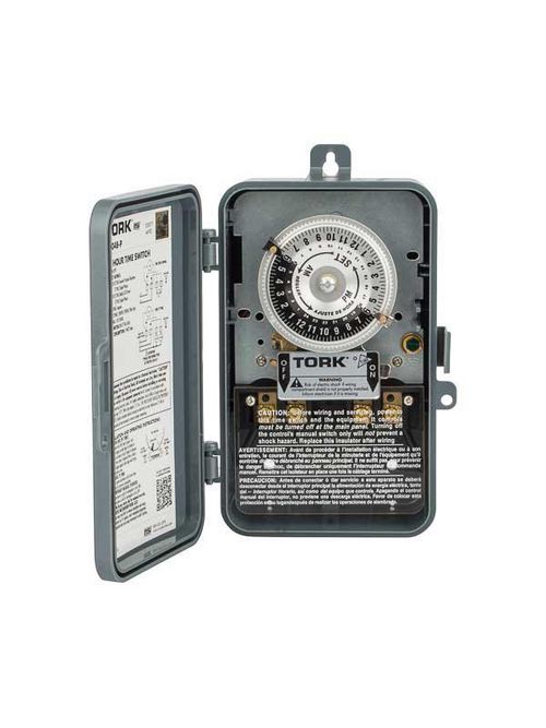 Product image for Tork 1104B-P 208/277 VAC 60 Hz 40 Amp NEMA 1 24 Hour Metal DPST Electromechanical Time Switch